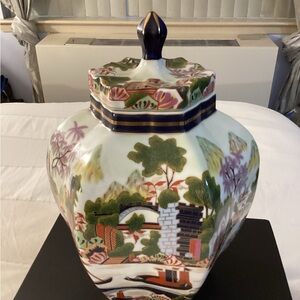 Gump's Hexagonal Asian Porcelain Ginger Jar